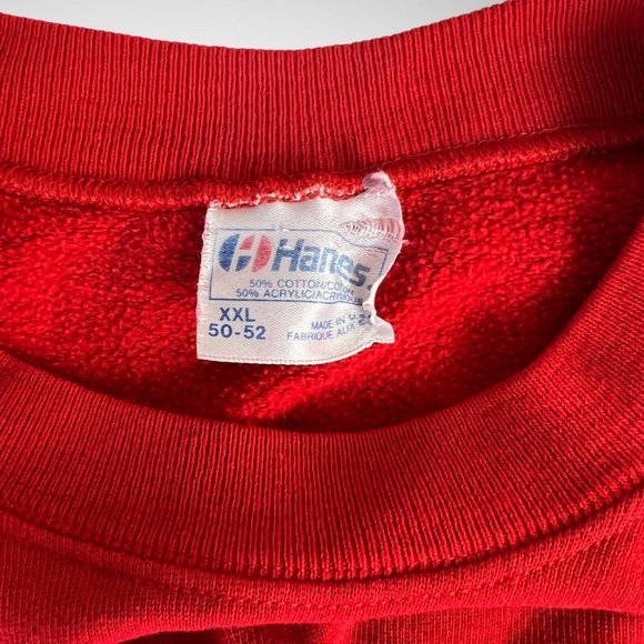vintage red crewneck sweatshirt XXL sportswear activewear schneider logo Hanes - Picture 4 of 4